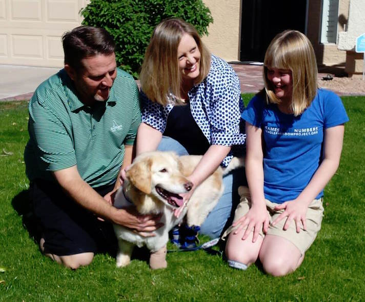 Chi Chi will join the Howells' three other rescue dogs. Via Chi Chi of ARME/Facebook