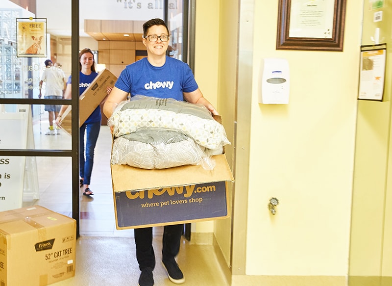 Chewy recently donated supplies to shelter cats at Peggy Animals Animal Rescue League in Florida