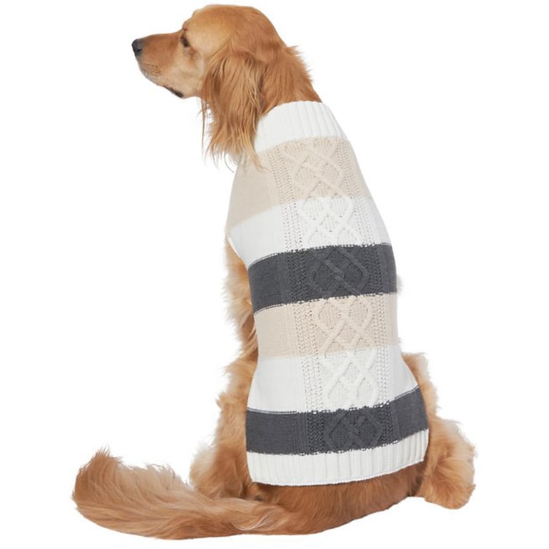 Wagatude Cable Knit Striped Dog Sweater