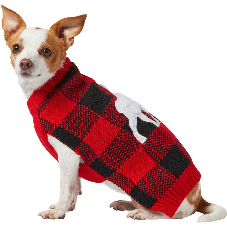 Frisco Plaid Moose Dog & Cat Sweater