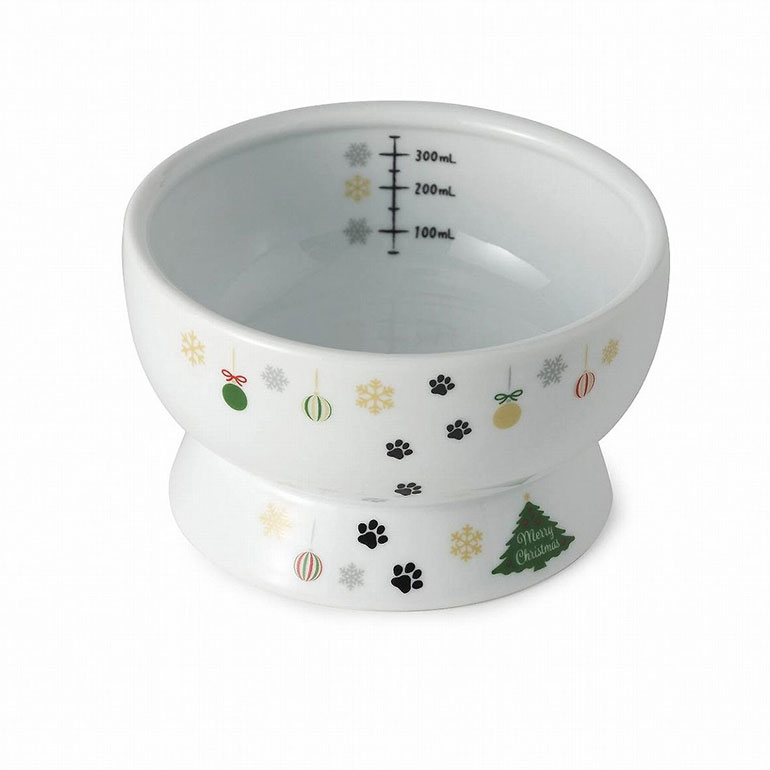 Necoichi X'mas Керамическая миска для воды для кошек на возвышении
