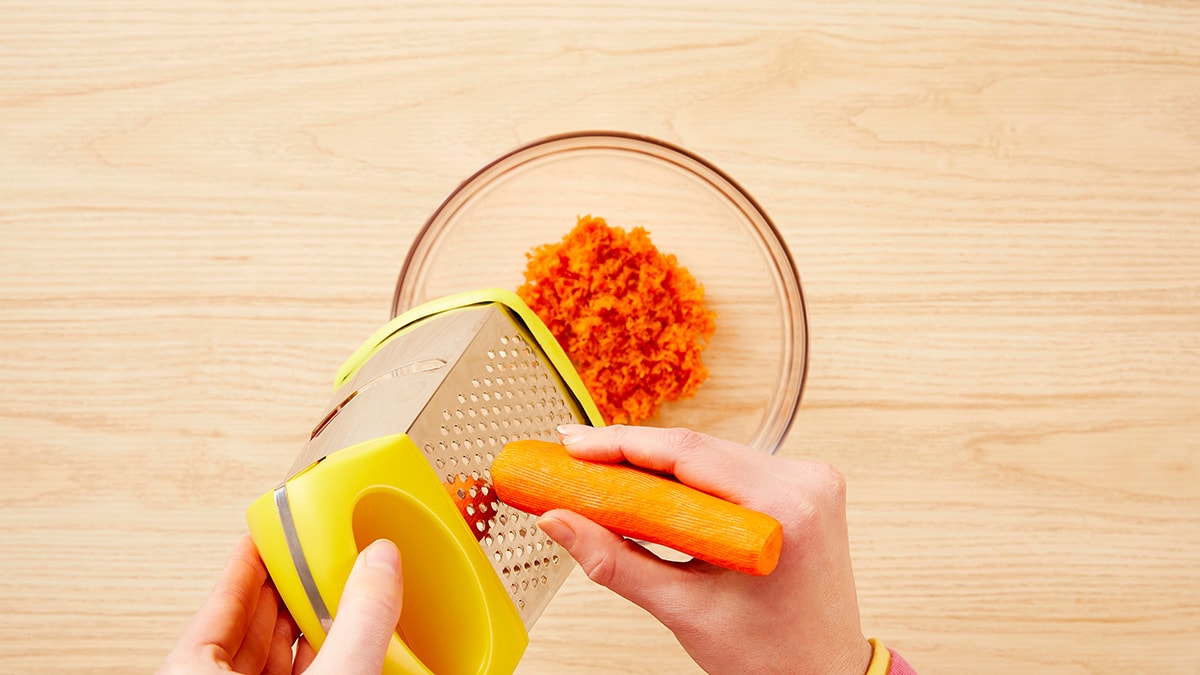 Grate enough carrots to yield 1 cup of shredded carrot.