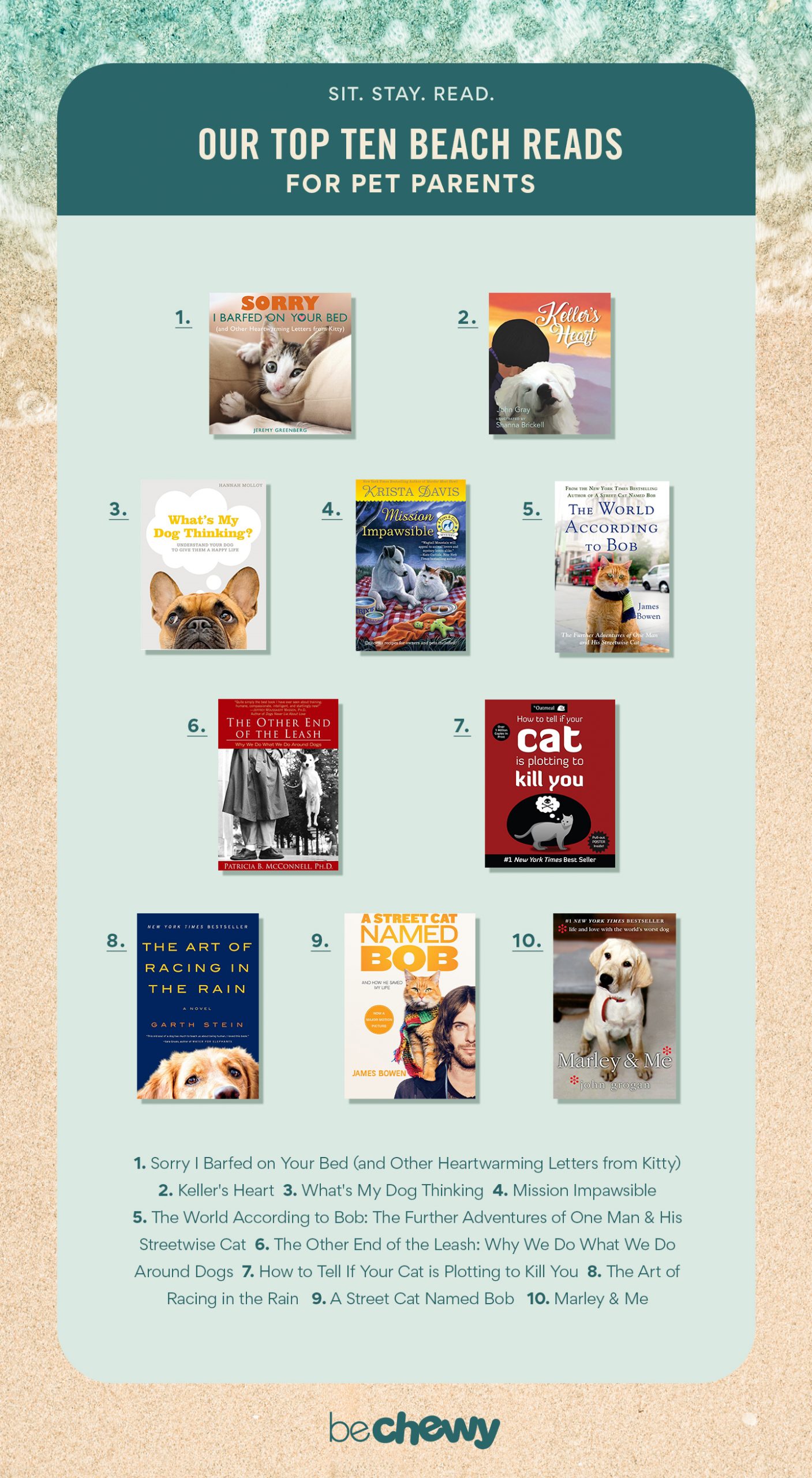 BeChewy Best Beach Reads for Pet Parents Infographic