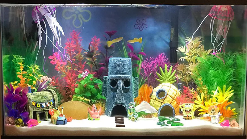 Fish Tank Set Cute Block Model Decoration