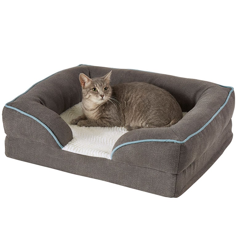 Frisco Plush Orthopedic Front Bolster Cat Bed