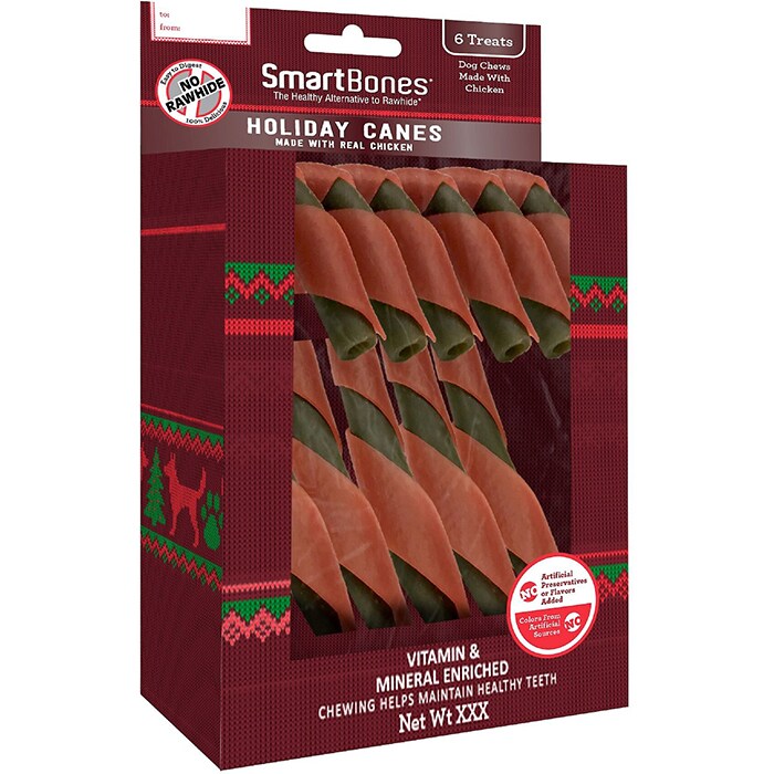 SmartBones Holiday Canes Rawhide-Free Chicken Flavor Chewy Dog Treats