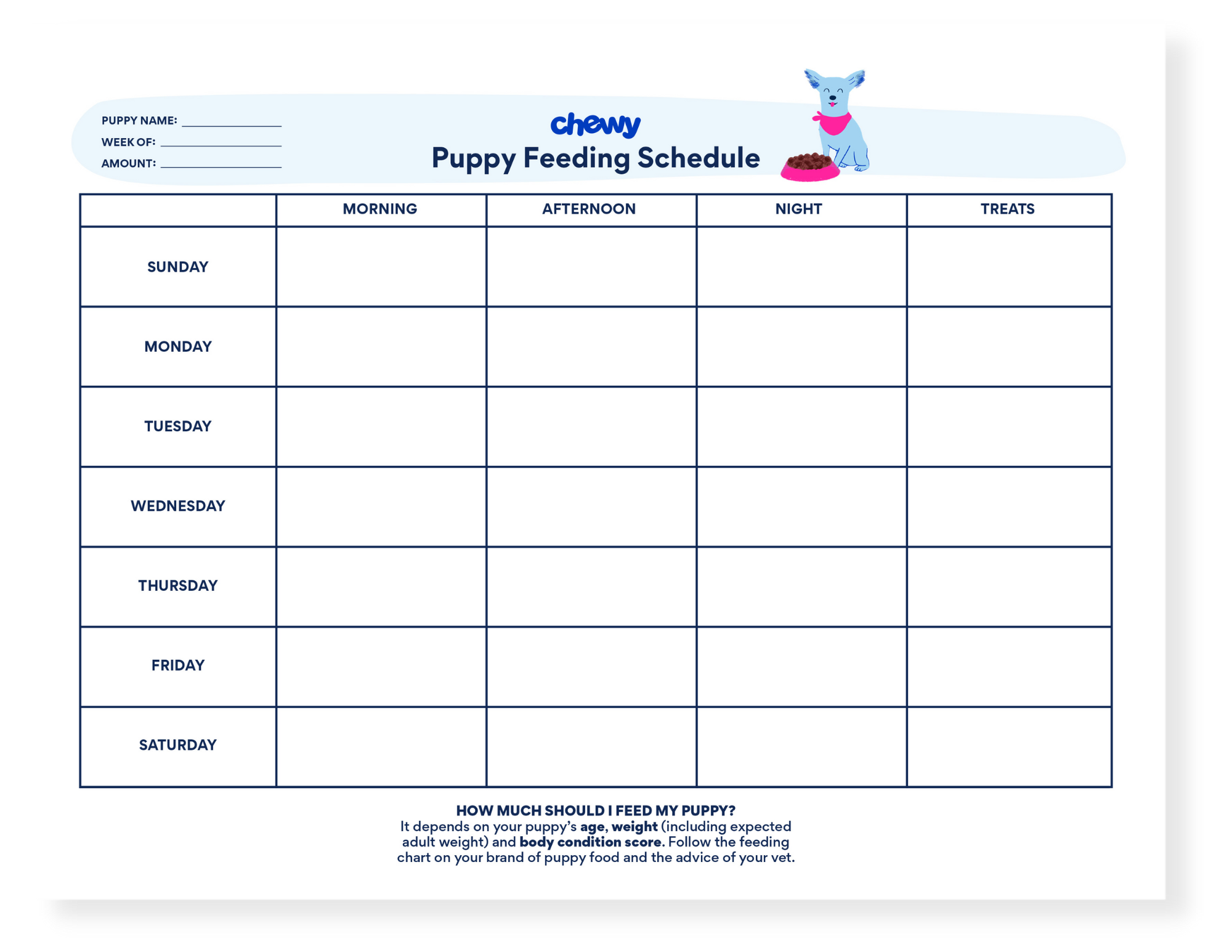 new puppy printables: puppy feeding schedule