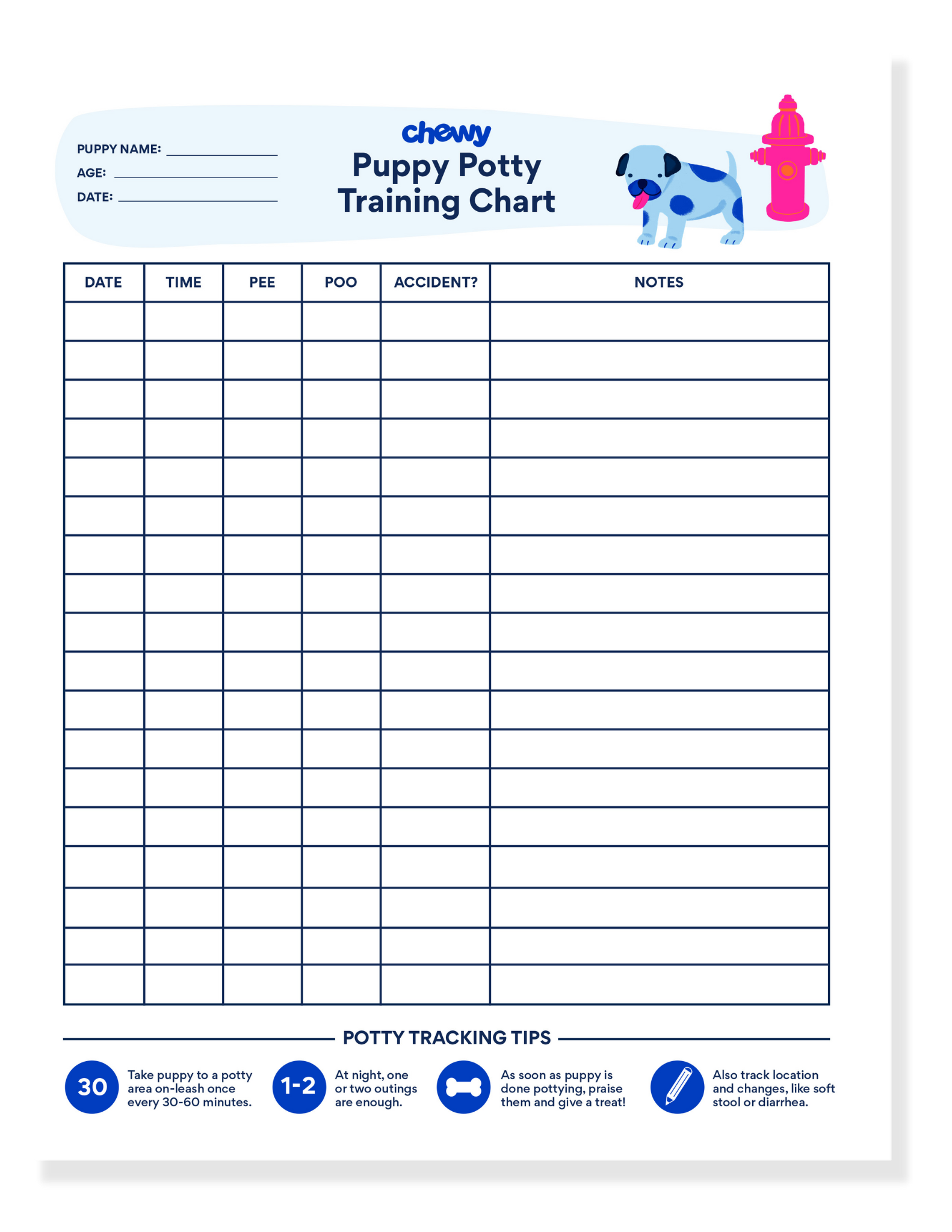 Printable Dog Walking Chart