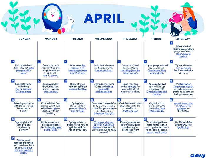 April calendar in desktop view