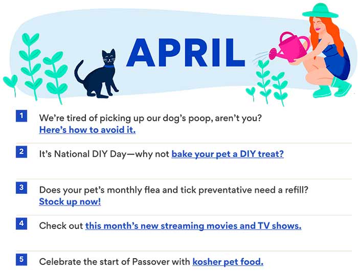 April calendar in mobile view
