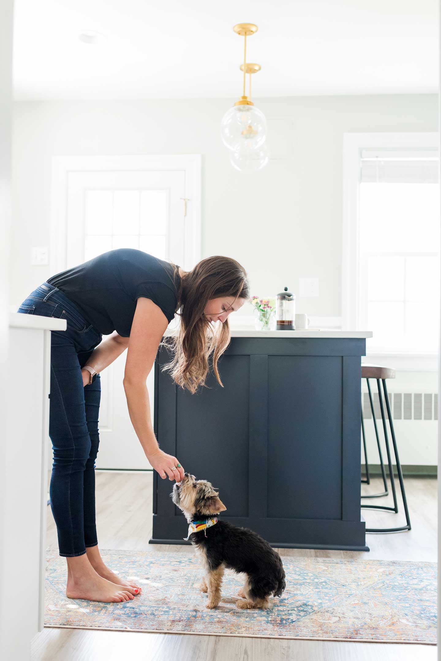 brittany mullins of eating bird food with her dog olive