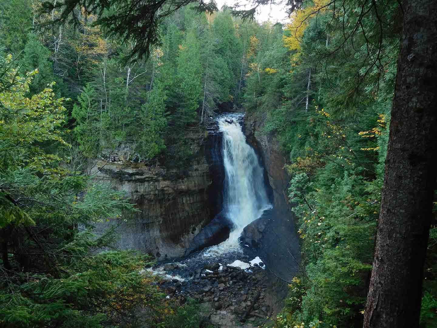 Photo of a waterfall in Pictured Rocks National Lakeshore