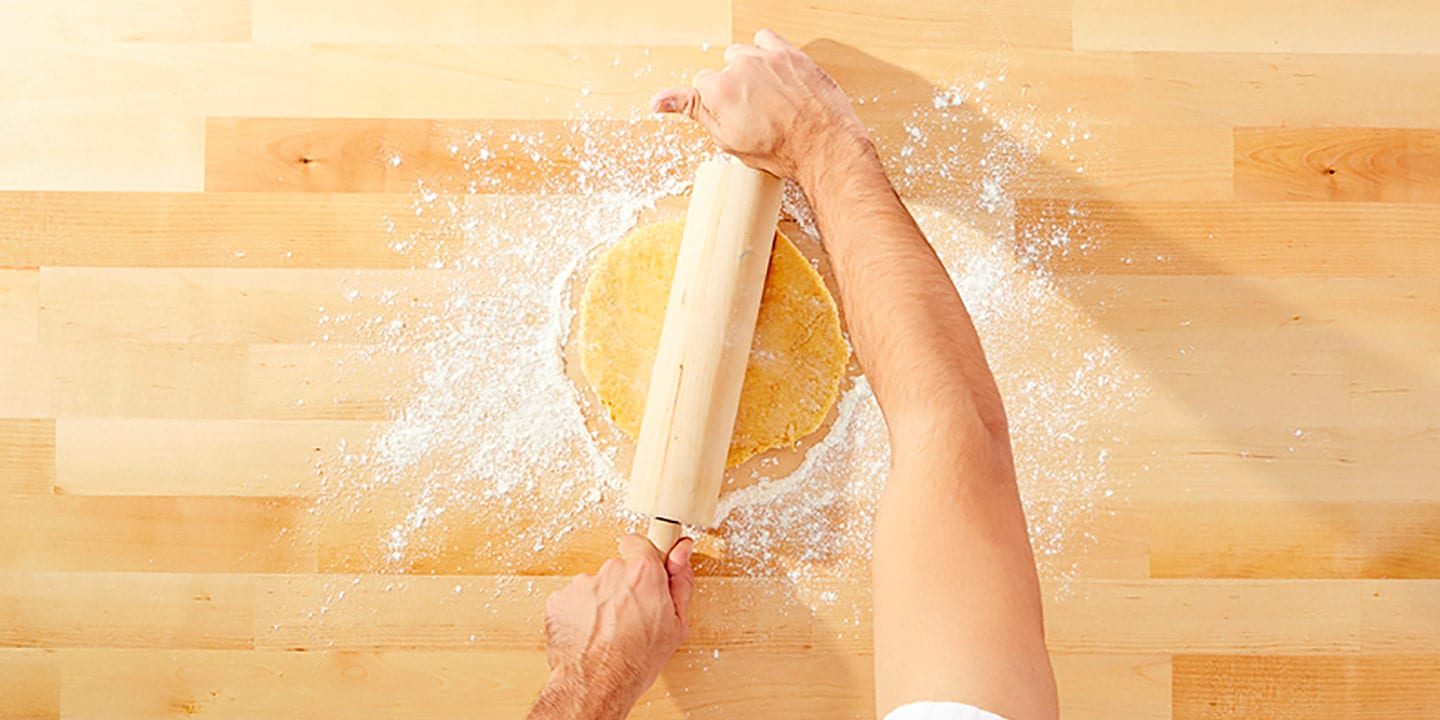 Flatten dough to about ⅛-inch thick on a floured working area.