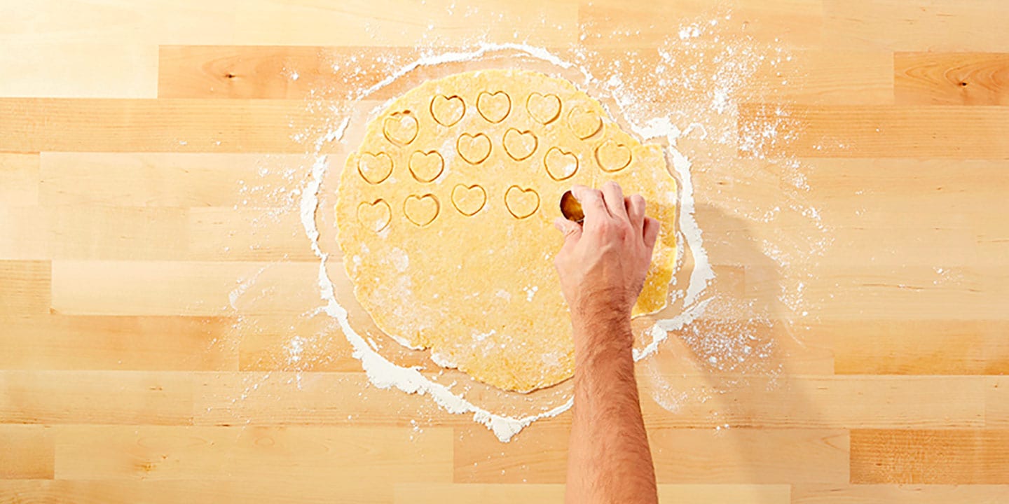 Create 24 heart shapes with the cookie cutter.
