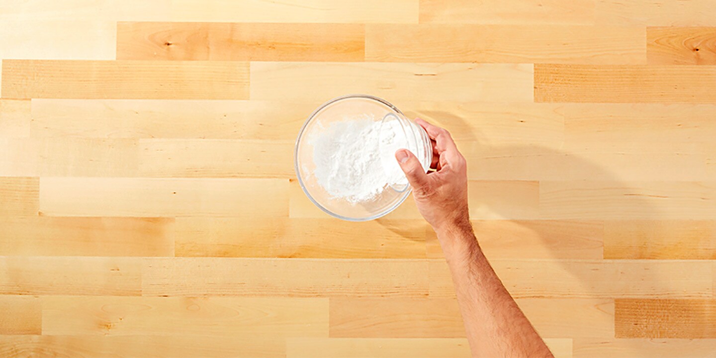 While the cookies are baking, add tapioca starch and yogurt into a large mixing bowl and stir until creamy.